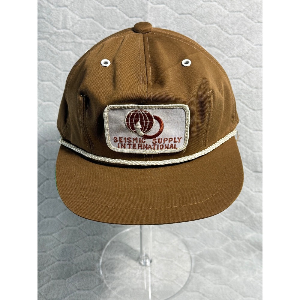 Vintage Seismic Supply International Snapback Hat Brown Rope Trucker Cap Mens